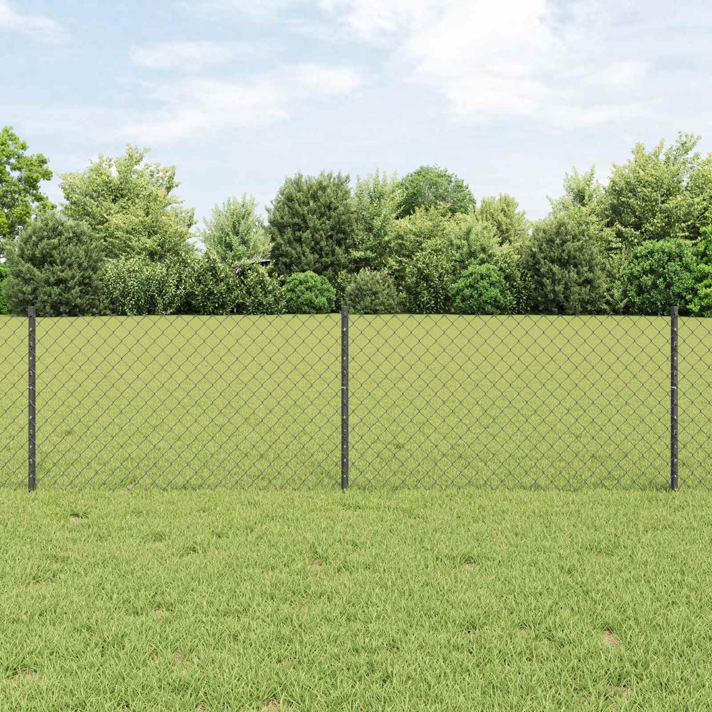 JUNG Vida Zaun mit Pfosten Grau 0,6 x 10 m Stahl und PVC