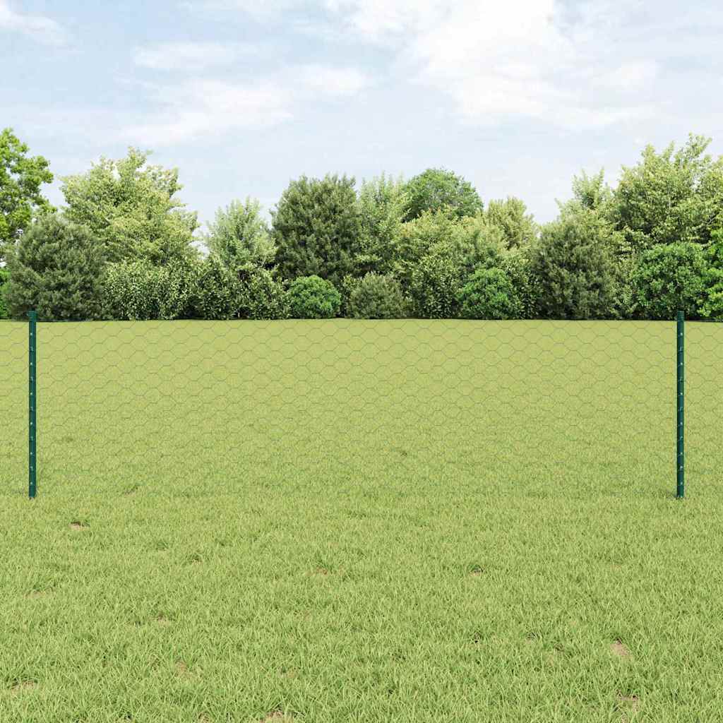 JUNG Vida Zaun mit Pfosten Grün 0,6 x 10 m Stahl und PVC