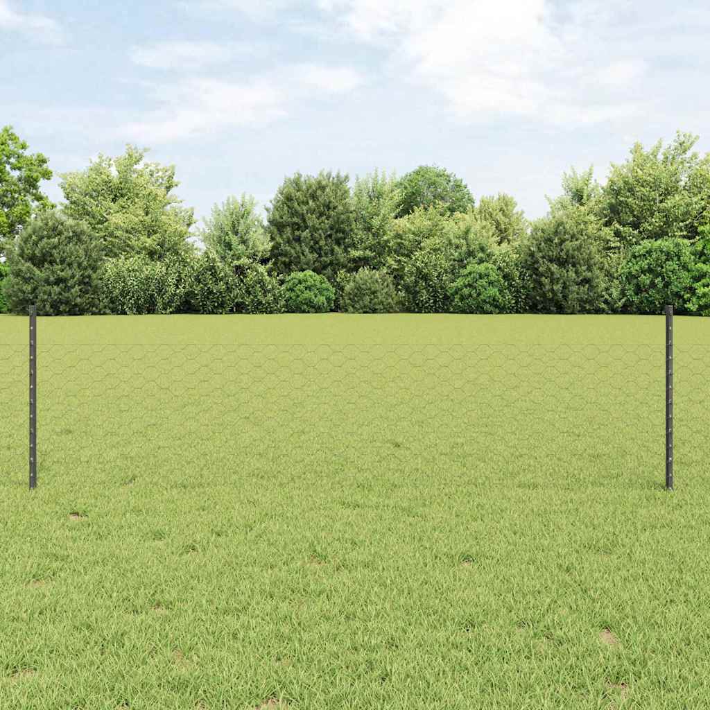 JUNG Vida Zaun mit Pfosten Grau 0,5 x 25 m Stahl