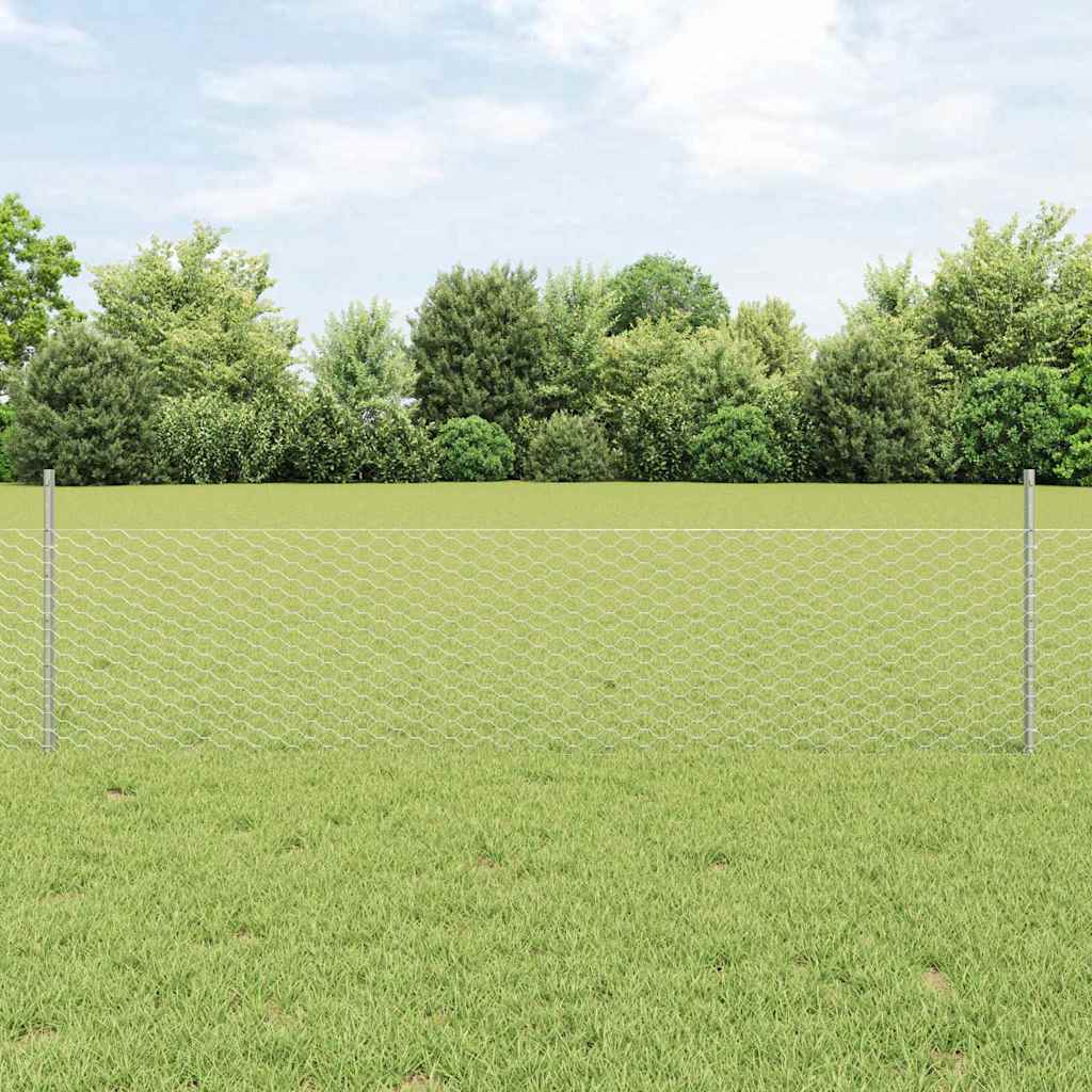 JUNG Vida Zaun mit Pfosten Silber 0,5 x 50 m Stahl