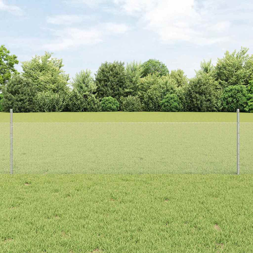 JUNG Vida Zaun mit Pfosten Silber 0,5 x 100 m Stahl