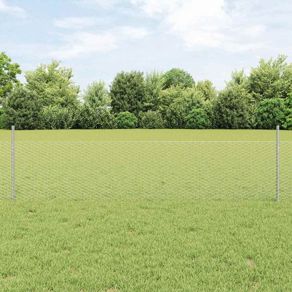 JUNG Vida Zaun mit Pfosten Silber 0,5 x 100 m Stahl