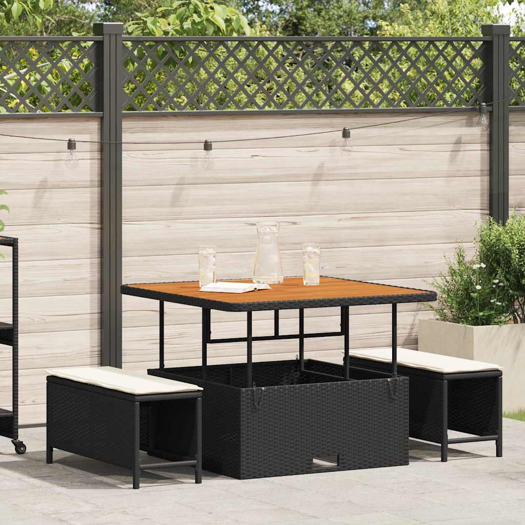 JUNG Vida Garten Essgruppe Schwarz Poly-Rattan