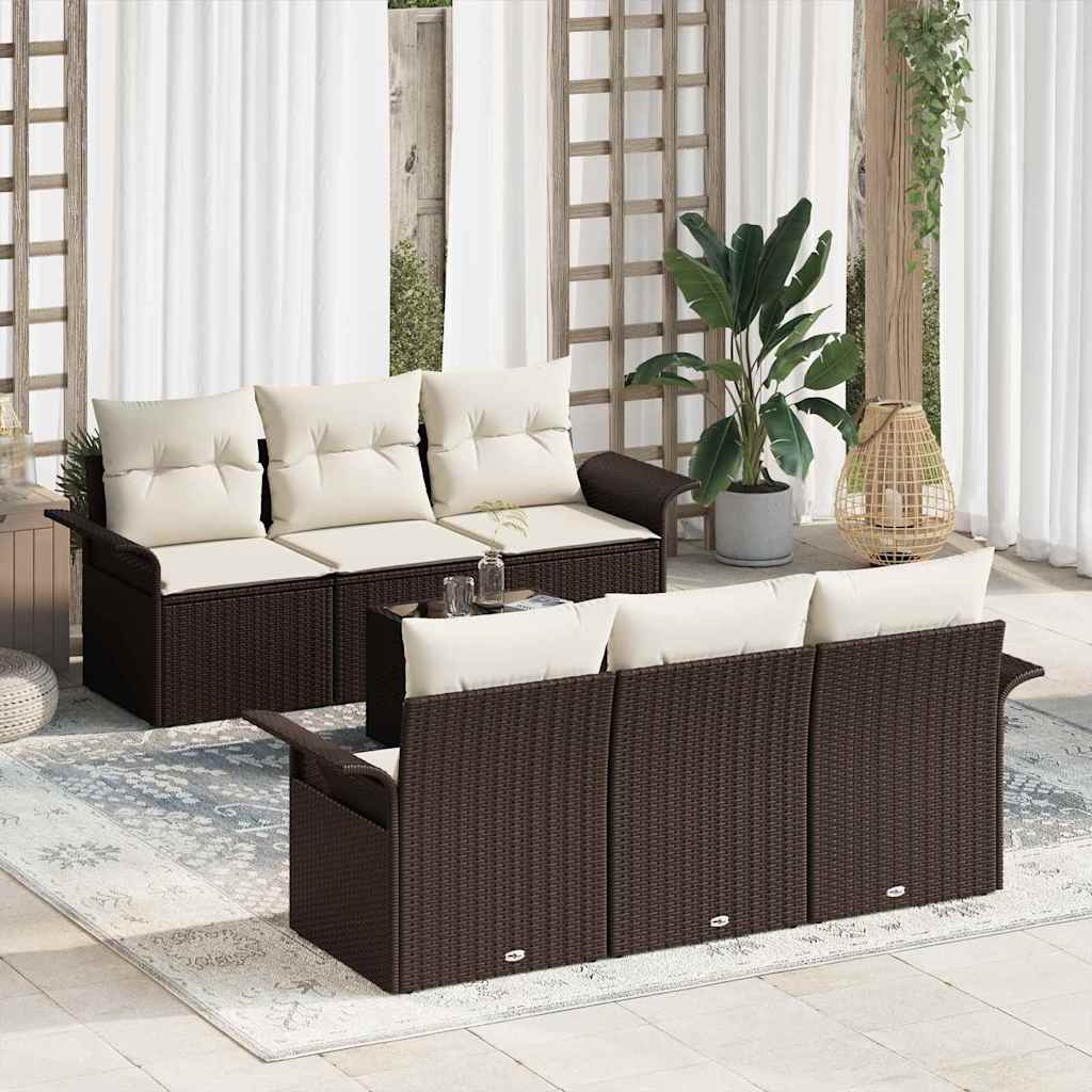 JUNG Vida Gartensofa-set mit Kissen 7 pcs Braun Poly-Rattan