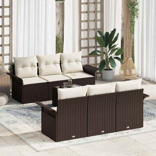 JUNG Vida Gartensofa-set mit Kissen 7 pcs Braun Poly-Rattan