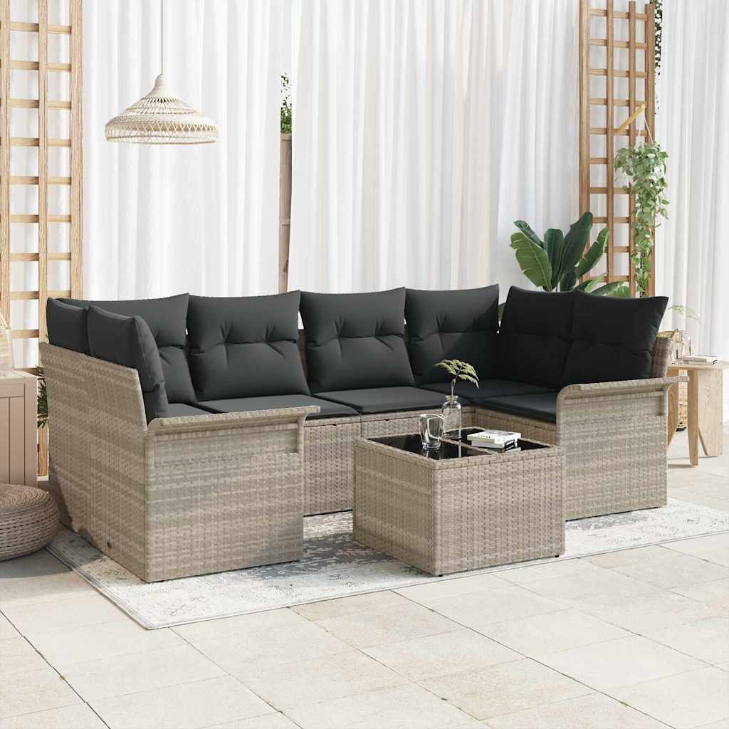 JUNG Vida Gartensofa-set mit Kissen 7 pcs Hellgrau Poly-Rattan