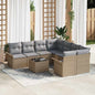 JUNG Vida Gartensofa-set mit Kissen 9 pcs Beige Poly-Rattan