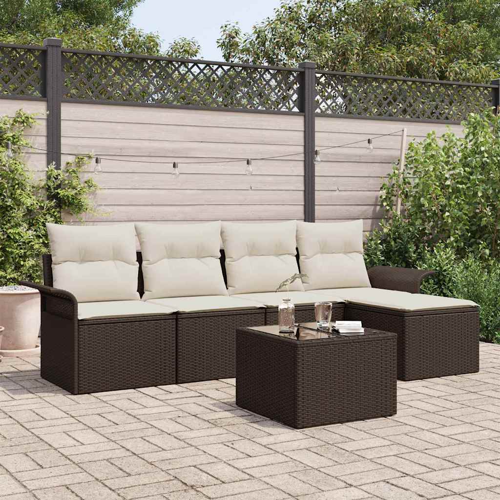 JUNG Vida Outdoor-Sofa mit Kissen 6 pcs Braun Poly-Rattan