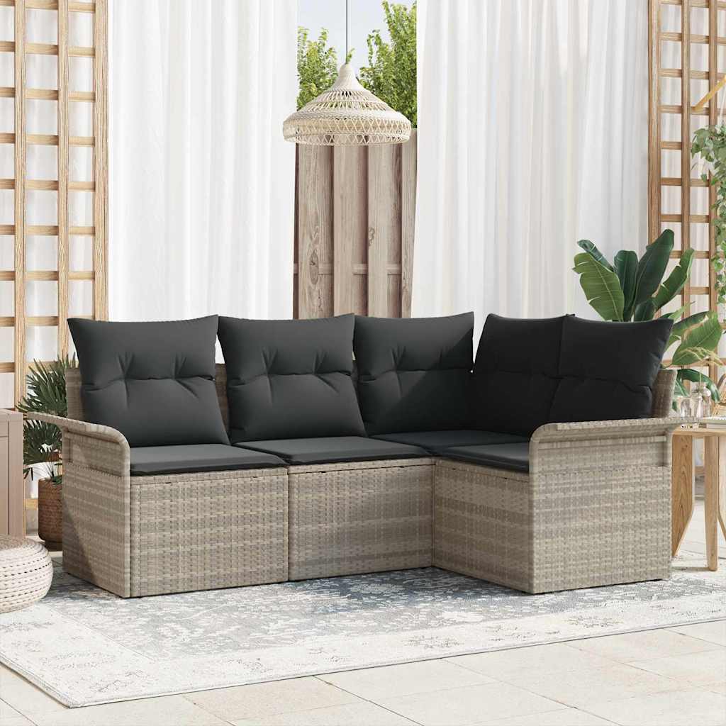 JUNG Vida Gartensofa-set mit Kissen 4 pcs Hellgrau Poly-Rattan