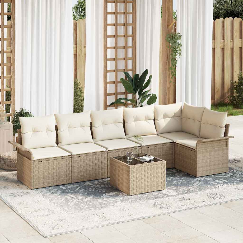 JUNG Vida Gartensofa-set mit Kissen 7 pcs Beige Poly-Rattan