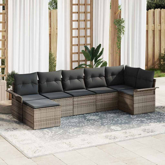 JUNG Vida Gartensofa-set mit Kissen 7 pcs Grau Poly-Rattan