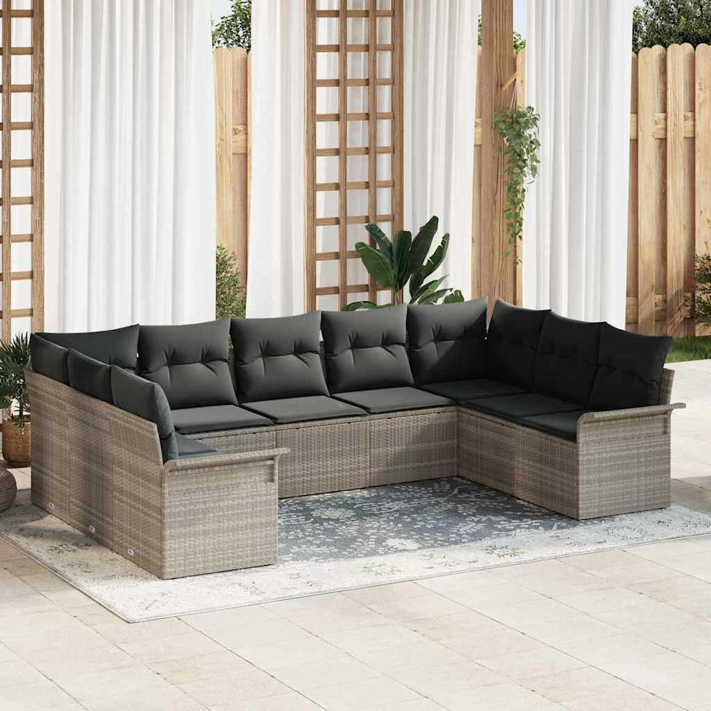 JUNG Vida Gartensofa-set mit Kissen Hellgrau Poly-Rattan