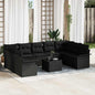 JUNG Vida Gartensofa-set mit Kissen 10 pcs Schwarz Poly-Rattan