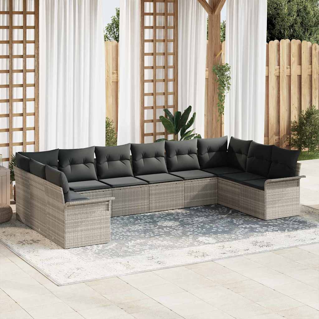 JUNG Vida Gartensofa-set mit Kissen 10 pcs Hellgrau Poly-Rattan