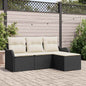JUNG Vida Gartensofa-set mit Kissen 4 pcs Schwarz Poly-Rattan
