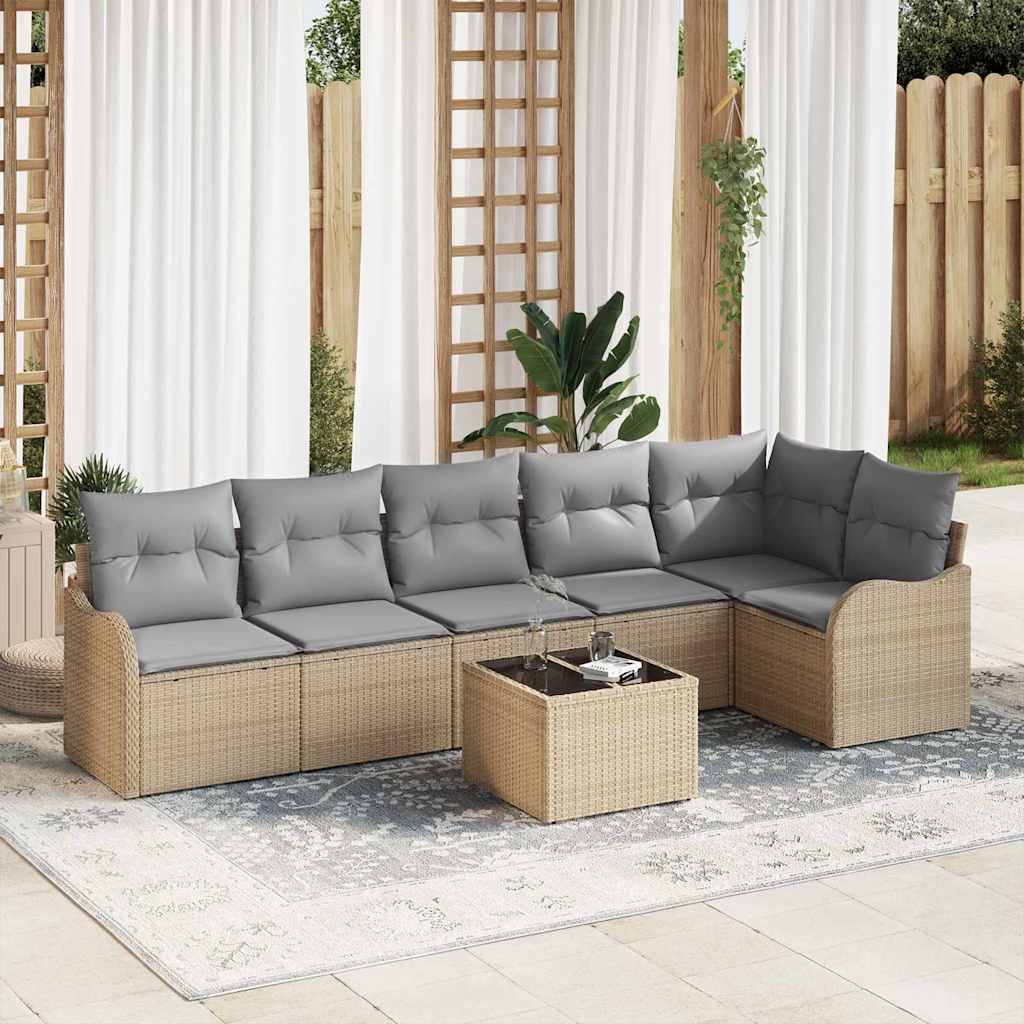 JUNG Vida Gartensofa-set 7 pcs Beige Poly-Rattan