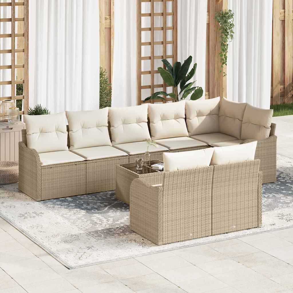 JUNG Vida Gartensofa-set 9 pcs Beige Poly-Rattan