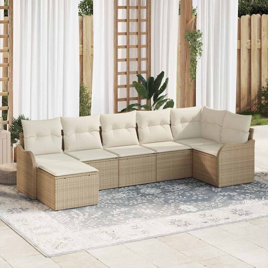 JUNG Vida Gartensofa-set 7 pcs Beige Poly-Rattan