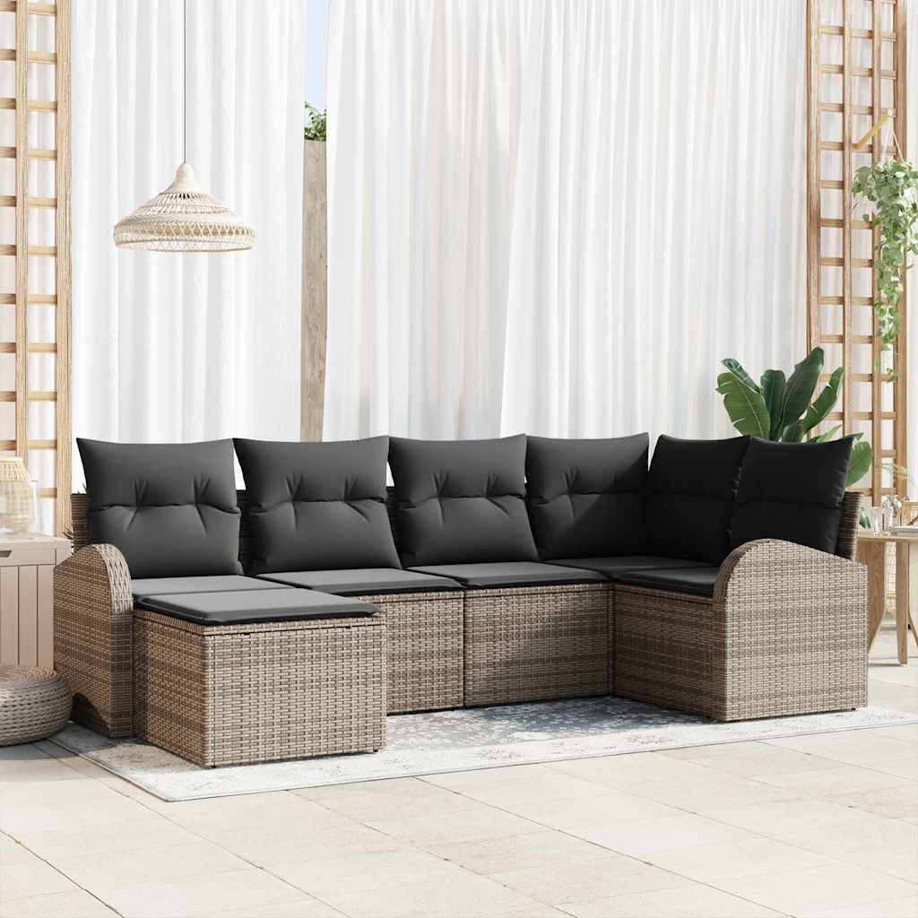 JUNG Vida Gartensofa-set 6 pcs Grau Poly-Rattan