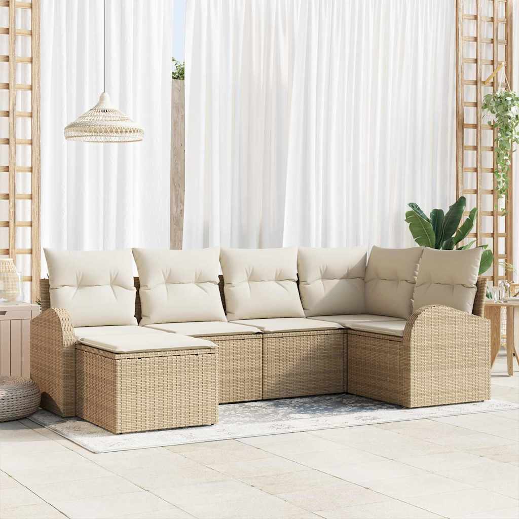 JUNG Vida Gartensofa-set 6 pcs Beige Poly-Rattan