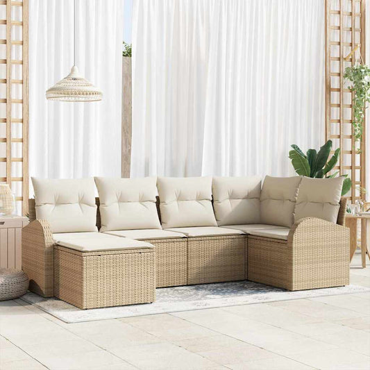 JUNG Vida Gartensofa-set 6 pcs Beige Poly-Rattan