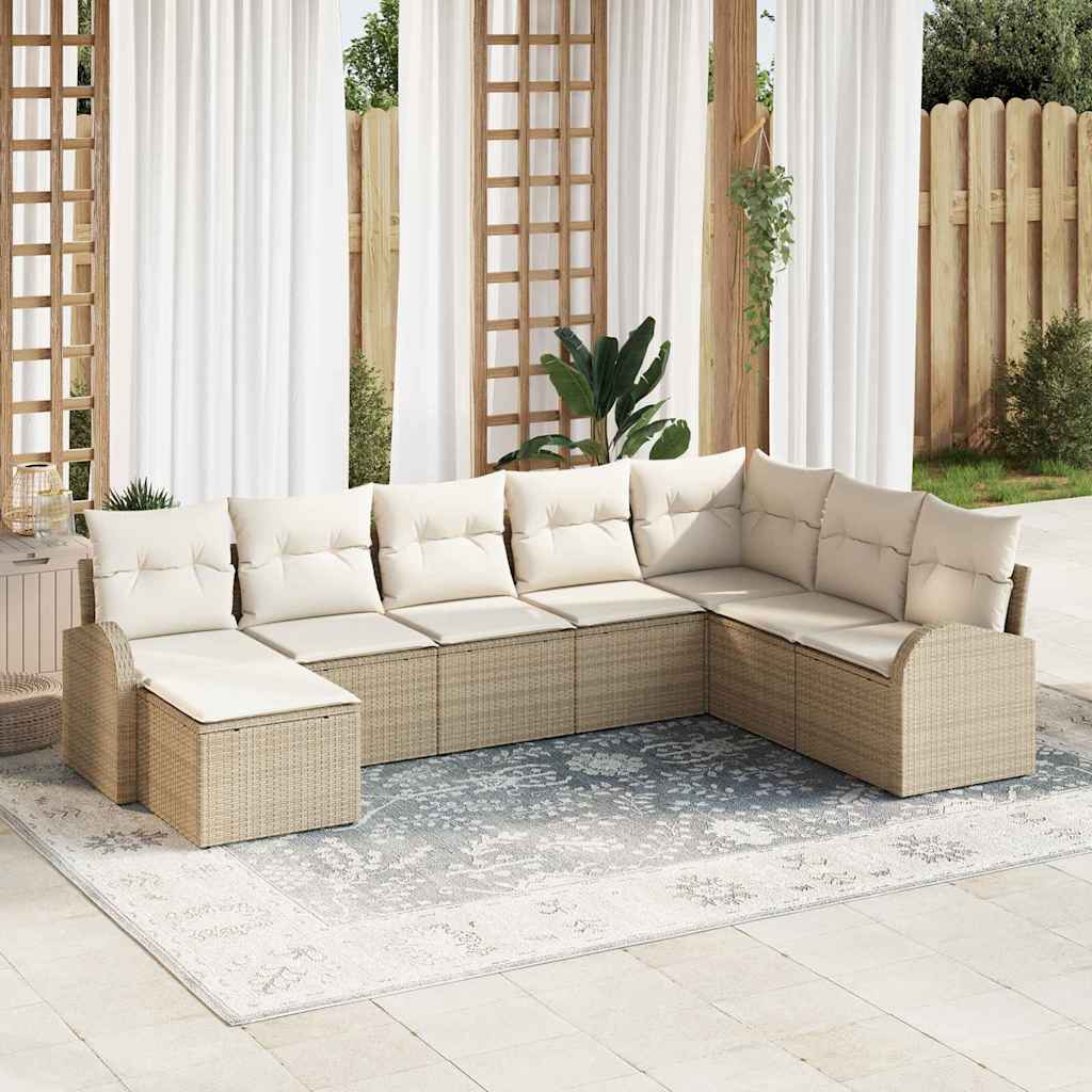 JUNG Vida Gartensofa-set mit Kissen 8 pcs Beige Poly Rattan