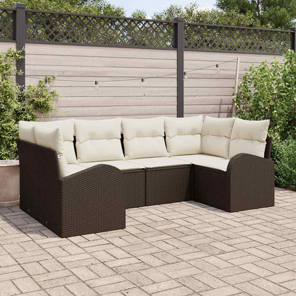 JUNG Vida Gartensofa-set mit Kissen 6 pcs Braun Poly Rattan