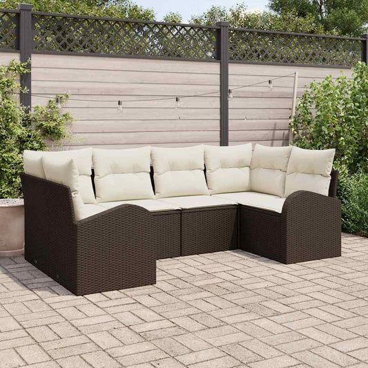 JUNG Vida Gartensofa-set mit Kissen 6 pcs Braun Poly Rattan