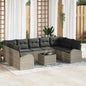JUNG Vida Sofa Set mit Kissen 10 pcs Hellgrau Poly Rattan