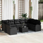 JUNG Vida Sofa Set mit Kissen 10 pcs Schwarz Poly Rattan