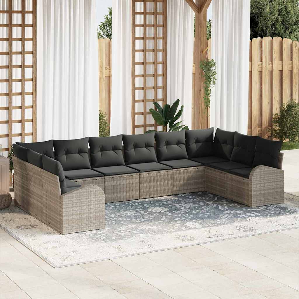 JUNG Vida Sofa Set mit Kissen 10 pcs Hellgrau Polyrattan