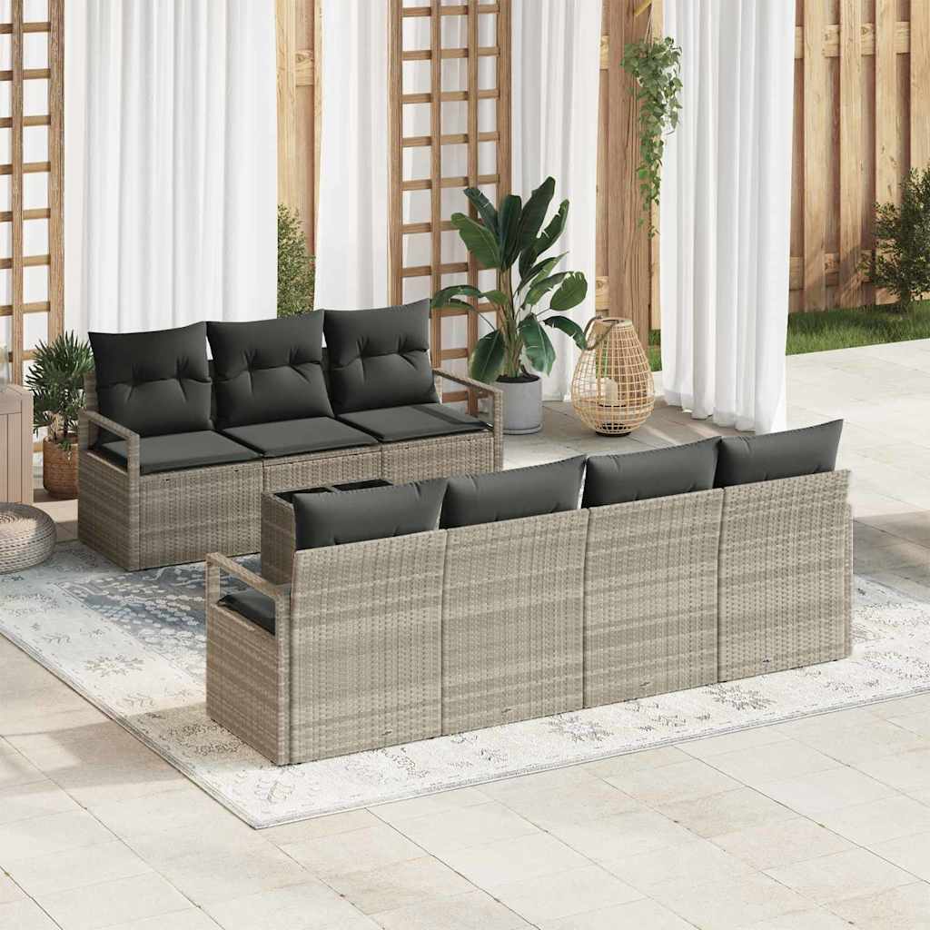 JUNG Vida Sofa Set 8 pcs Hellgrau Poly-Rattan
