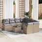 JUNG Vida Sofa Set mit Kissen 9 pcs Beige und Grau Poly-Rattan