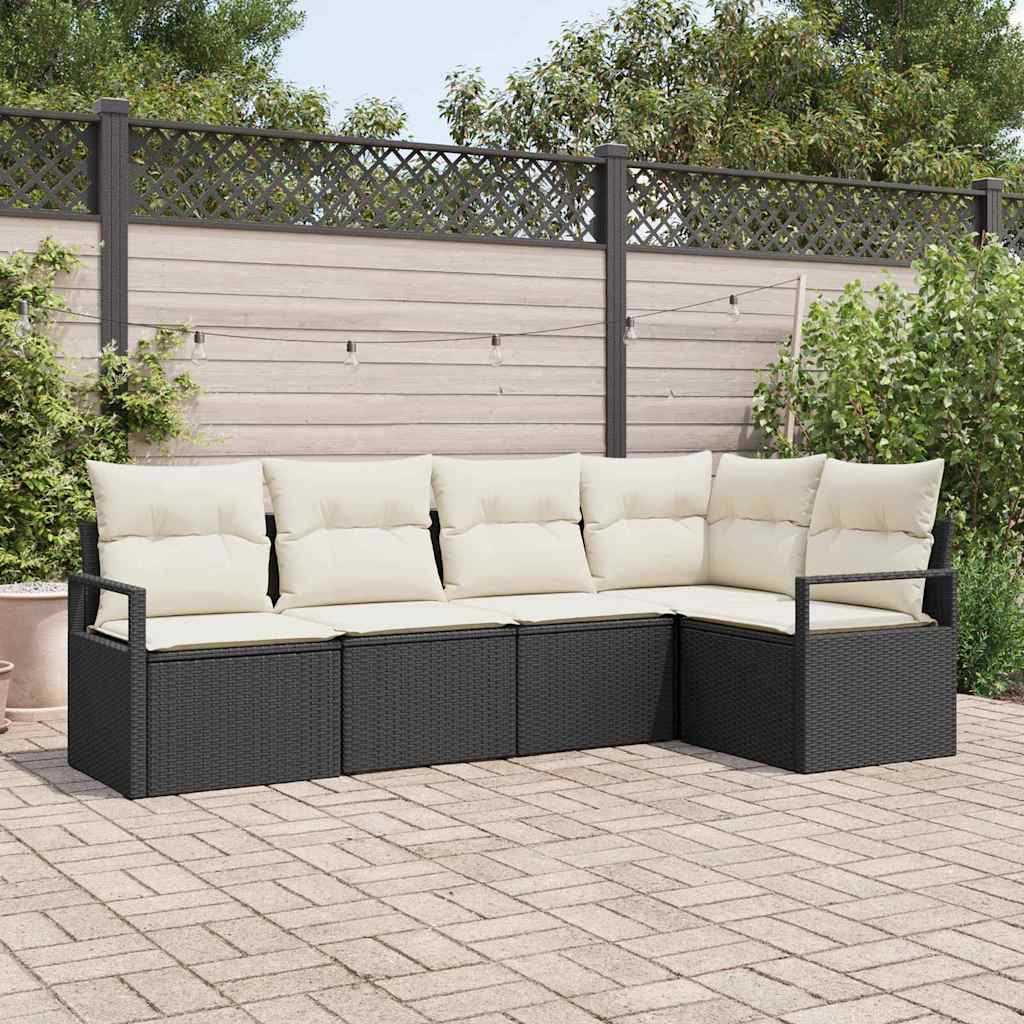 JUNG Vida Sofa Set mit Kissen 5 pcs Schwarz Poly Rattan