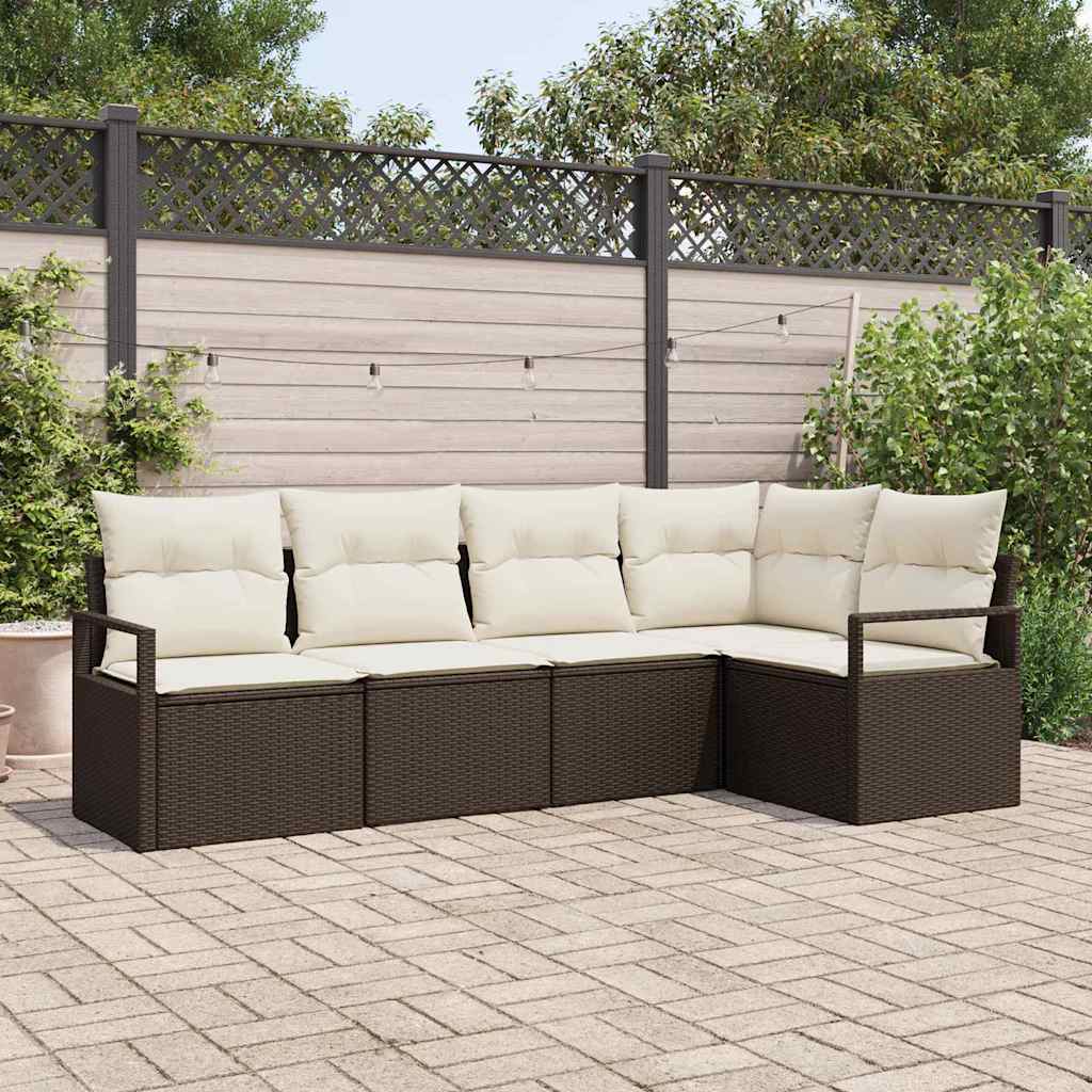 JUNG Vida Sofa Set mit Kissen 5 pcs Braun Poly Rattan