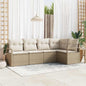 JUNG Vida Sofa Set mit Kissen 5 pcs Beige Poly Rattan