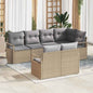 JUNG Vida Sofa Set mit Kissen 7 pcs Beige Poly Rattan