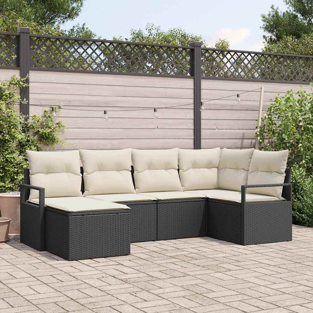 JUNG Vida Sofa Set mit Kissen 6 pcs Schwarz Poly Rattan