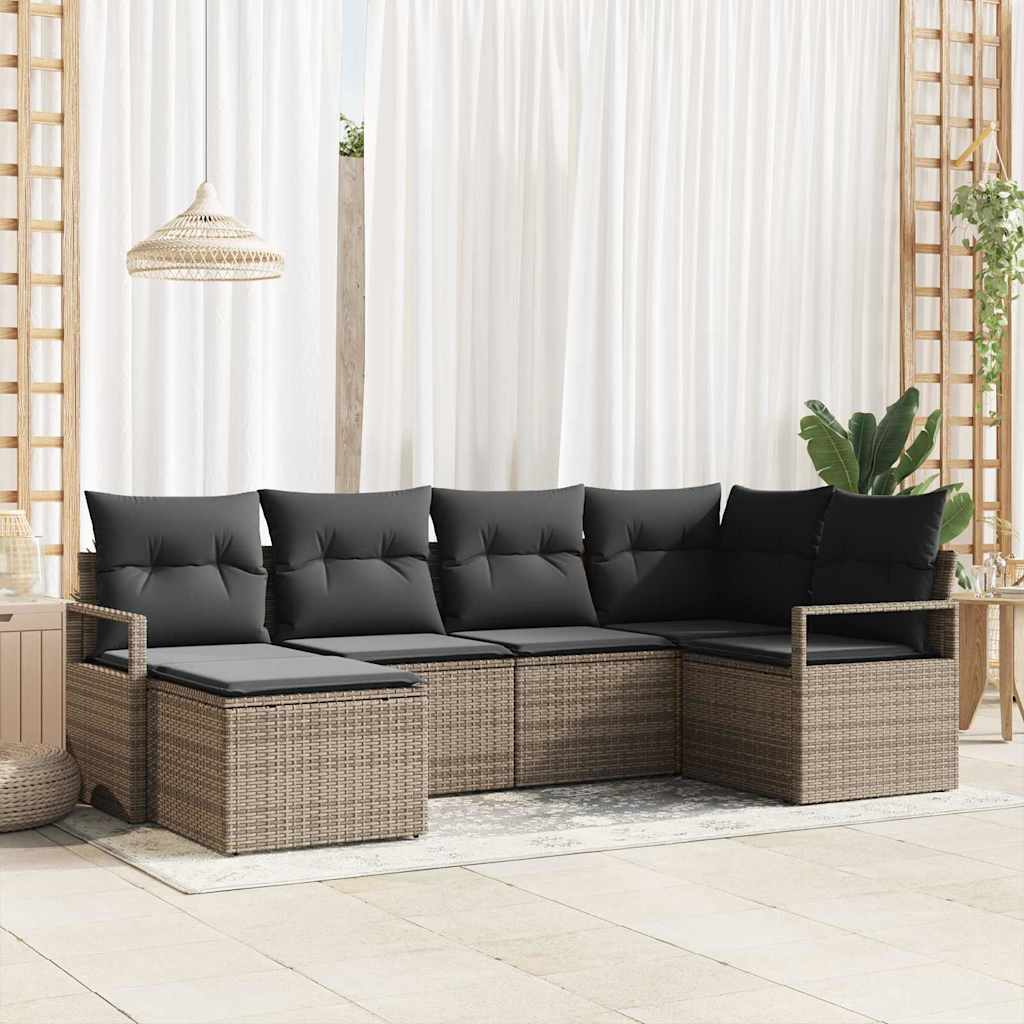 JUNG Vida Sofa Set 6 pcs Grau Poly-Rattan