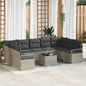 JUNG Vida Sofa Set mit Kissen 10 pcs Hellgrau Poly-Rattan
