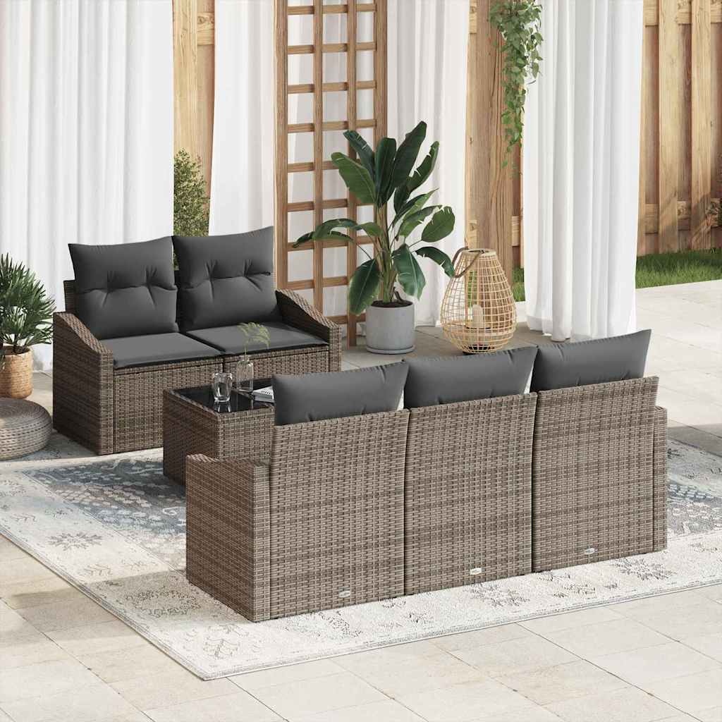 JUNG Vida Sofa Set mit Kissen mit Kissen 6 pcs Grau Poly Rattan
