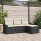JUNG Vida Sofa Set mit Kissen 4 pcs Schwarz Poly Rattan