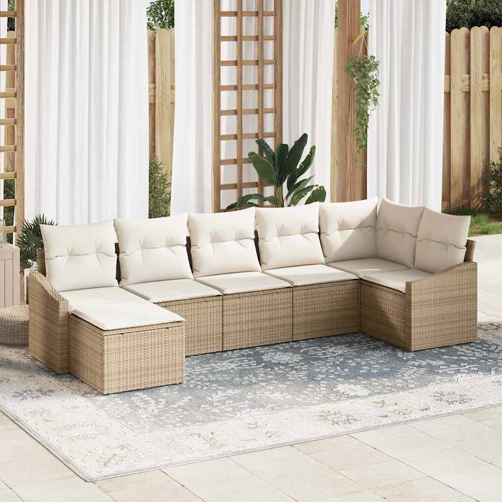 JUNG Vida Sofa Set mit Kissen 7 pcs Beige Poly-Rattan