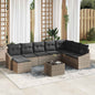 JUNG Vida Sofa Set mit Kissen 9 pcs Grau Poly Rattan
