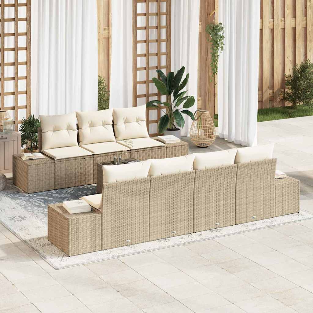 JUNG Vida Sofa Set mit Kissen 8 pcs Beige Poly Rattan