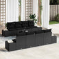 JUNG Vida Sofa Set mit Kissen 7 pcs Schwarz Poly Rattan