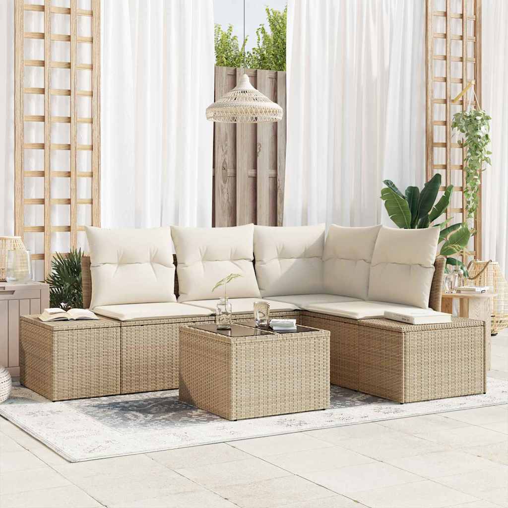 JUNG Vida Gartensofa-set 5 pcs Beige Poly-Rattan