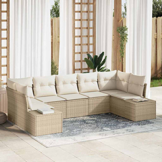 JUNG Vida Gartensofa-set mit Kissen 7 pcs Beige Poly-Rattan