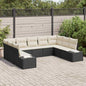 JUNG Vida Gartensofa-set mit Kissen 9 pcs Schwarz Poly-Rattan