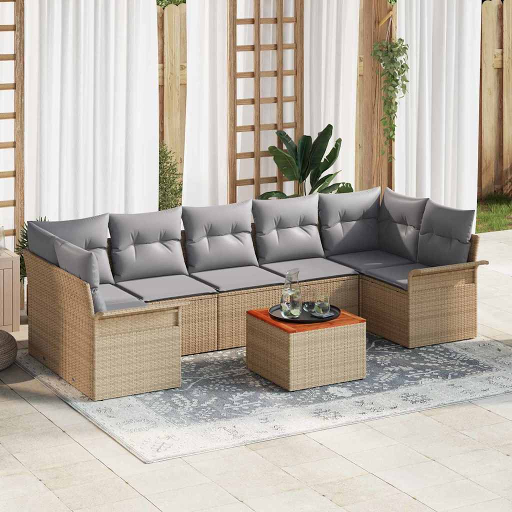 JUNG Vida Gartensofa-set mit Kissen 8 pcs Beige Poly-Rattan